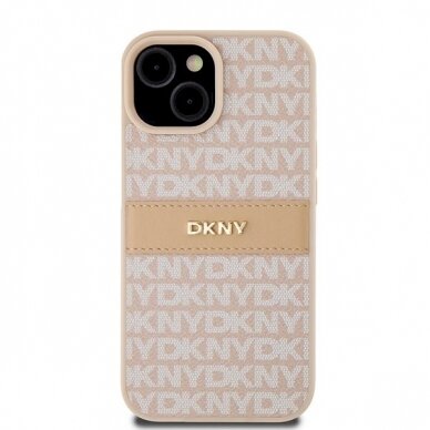 Dėklas DKNY Leather Mono StripeMetal LogoiPhone 15 / 14 / 13 - Rožinis 2 Dėklas DKNY Leather Mono StripeMetal LogoiPhone 15 / 14 / 13 - Rožinis 2