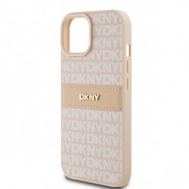 Dėklas DKNY Leather Mono StripeMetal LogoiPhone 15 / 14 / 13 - Rožinis 5 Dėklas DKNY Leather Mono StripeMetal LogoiPhone 15 / 14 / 13 - Rožinis 5