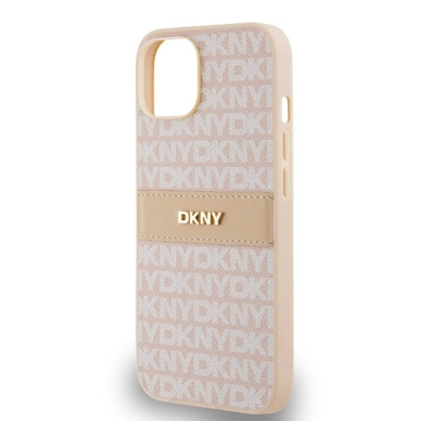 Dėklas DKNY Leather Mono StripeMetal LogoiPhone 15 / 14 / 13 - Rožinis 5 Dėklas DKNY Leather Mono StripeMetal LogoiPhone 15 / 14 / 13 - Rožinis 5