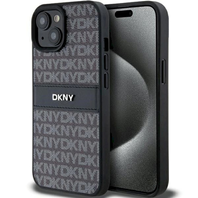 Dėklas DKNY Leather Mono StripeMetal LogoiPhone 15 Plus / 14 Plus - Juodas Dėklas DKNY Leather Mono StripeMetal LogoiPhone 15 Plus / 14 Plus - Juodas