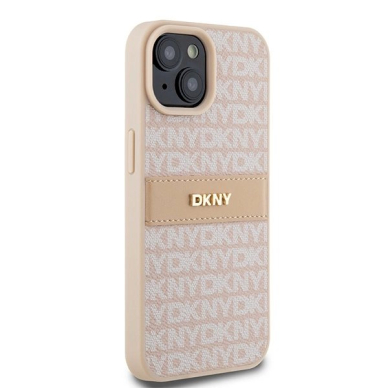 Dėklas DKNY Leather Mono StripeMetal LogoiPhone 15 Plus / 14 Plus - Rožinis 3 Dėklas DKNY Leather Mono StripeMetal LogoiPhone 15 Plus / 14 Plus - Rožinis 3
