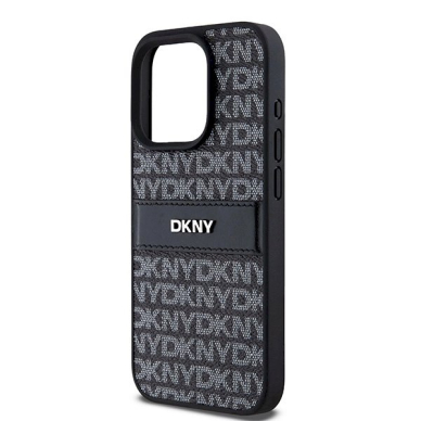 Dėklas DKNY Leather Mono StripeMetal LogoiPhone 15 Pro - Juodas 4 Dėklas DKNY Leather Mono StripeMetal LogoiPhone 15 Pro - Juodas 4