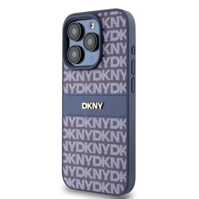 Dėklas DKNY Leather Mono StripeMetal LogoiPhone 15 Pro - Mėlynas 1 Dėklas DKNY Leather Mono StripeMetal LogoiPhone 15 Pro - Mėlynas 1