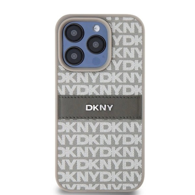 Dėklas DKNY Leather Mono StripeMetal LogoiPhone 15 Pro Max - Smėlinis 2 Dėklas DKNY Leather Mono StripeMetal LogoiPhone 15 Pro Max - Smėlinis 2