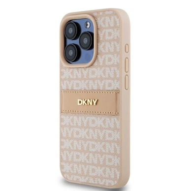 Dėklas DKNY Leather Mono StripeMetal LogoiPhone 15 Pro - Rožinis 1 Dėklas DKNY Leather Mono StripeMetal LogoiPhone 15 Pro - Rožinis 1