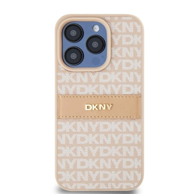 Dėklas DKNY Leather Mono StripeMetal LogoiPhone 15 Pro - Rožinis 2 Dėklas DKNY Leather Mono StripeMetal LogoiPhone 15 Pro - Rožinis 2