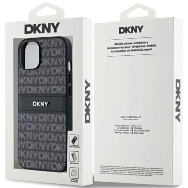 Dėklas DKNY Leather Mono StripeMetal LogoiPhone 15/14/13 - Juodas 7 Dėklas DKNY Leather Mono StripeMetal LogoiPhone 15/14/13 - Juodas 7