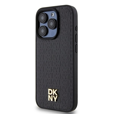 Dėklas DKNY Leather Monogram Pattern Metal Logo MagSafeiPhone 15 Pro - Juodas 1 Dėklas DKNY Leather Monogram Pattern Metal Logo MagSafeiPhone 15 Pro - Juodas 1