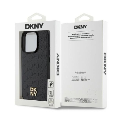 Dėklas DKNY Leather Monogram Pattern Metal Logo MagSafeiPhone 15 Pro - Juodas 7 Dėklas DKNY Leather Monogram Pattern Metal Logo MagSafeiPhone 15 Pro - Juodas 7