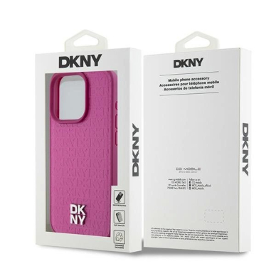Dėklas DKNY Leather Monogram Pattern Metal Logo MagSafeiPhone 15 Pro - Rožinis 7 Dėklas DKNY Leather Monogram Pattern Metal Logo MagSafeiPhone 15 Pro - Rožinis 7