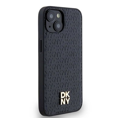 Dėklas DKNY Leather Monogram Pattern Metal Logo MagSafeiPhone 15/14/13 - Juodas 3 Dėklas DKNY Leather Monogram Pattern Metal Logo MagSafeiPhone 15/14/13 - Juodas 3