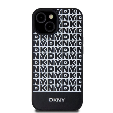 Dėklas DKNY Leather Printed Pattern Metal Logo MagSafeiPhone 15/14/13 - Juodas 2 Dėklas DKNY Leather Printed Pattern Metal Logo MagSafeiPhone 15/14/13 - Juodas 2
