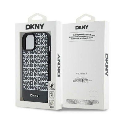 Dėklas DKNY Leather Printed Pattern Metal Logo MagSafeiPhone 15/14/13 - Juodas 7 Dėklas DKNY Leather Printed Pattern Metal Logo MagSafeiPhone 15/14/13 - Juodas 7