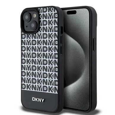 Dėklas DKNY Leather Printed Pattern Metal Logo MagSafeiPhone 15/14/13 - Juodas Dėklas DKNY Leather Printed Pattern Metal Logo MagSafeiPhone 15/14/13 - Juodas