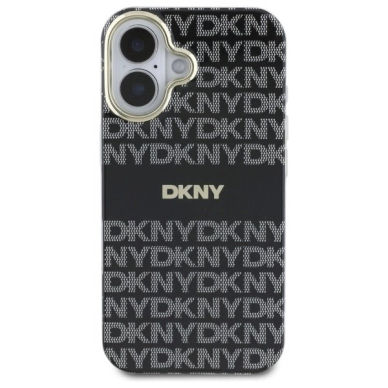 iPhone 16 DKNY Repeat Texture Pattern With Stripe dėklas - juodas 2