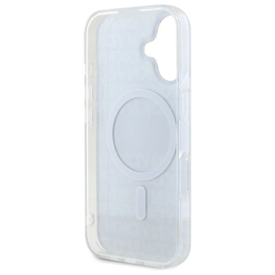 iPhone 16 DKNY Repeat Texture Pattern With Stripe dėklas - juodas 6