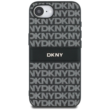 iPhone 16e DKNY Repeat Texture Pattern with Tonal Stripe dėklas - juodas 2