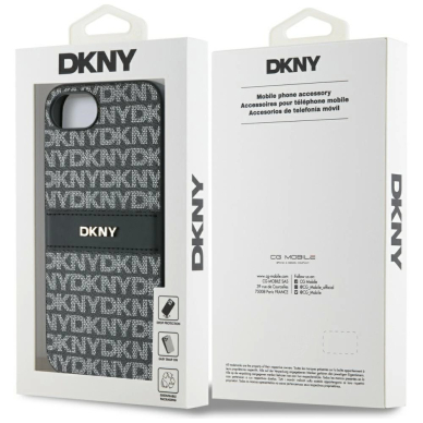 iPhone 16e DKNY Repeat Texture Pattern with Tonal Stripe dėklas - juodas 7