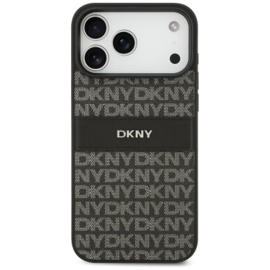 iPhone 17 Pro Max DKNY Repeat Texture Pattern with Tonal Stripe dėklas – juodas 2 iPhone 17 Pro Max DKNY Repeat Texture Pattern with Tonal Stripe dėklas – juodas 2