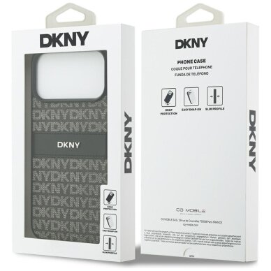 iPhone 17 Pro Max DKNY Repeat Texture Pattern with Tonal Stripe dėklas – juodas 7