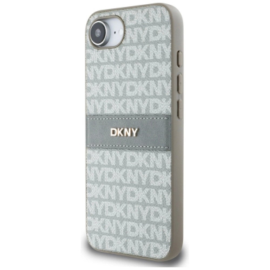 iPhone 16e DKNY Repeat Texture Pattern with Tonal Stripe dėklas - smėlio 1