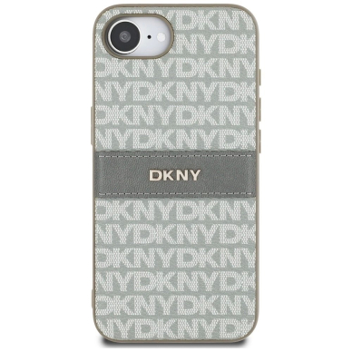 iPhone 16e DKNY Repeat Texture Pattern with Tonal Stripe dėklas - smėlio 2