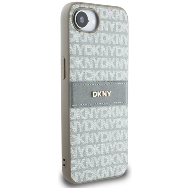 iPhone 16e DKNY Repeat Texture Pattern with Tonal Stripe dėklas - smėlio 3