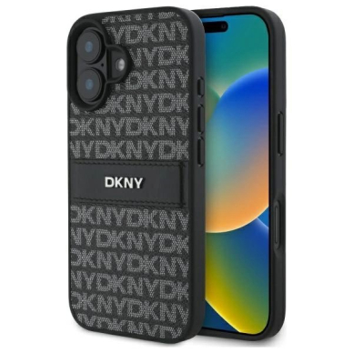Dėklas DKNY Texture Pattern Tonal Stripe iPhone 16  - Juodas