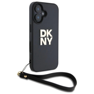 Dėklas DKNY Wrist Strap Stock Logo iPhone 16 - Juodas 2 Dėklas DKNY Wrist Strap Stock Logo iPhone 16 - Juodas 2