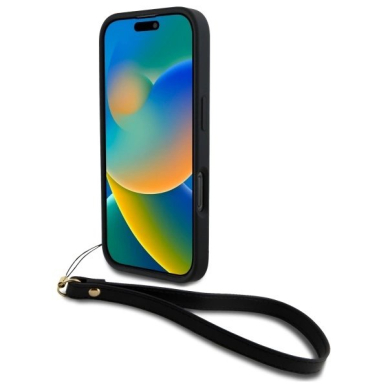 Dėklas DKNY Wrist Strap Stock Logo iPhone 16 Pro Max  - Juodas 3 Dėklas DKNY Wrist Strap Stock Logo iPhone 16 Pro Max  - Juodas 3