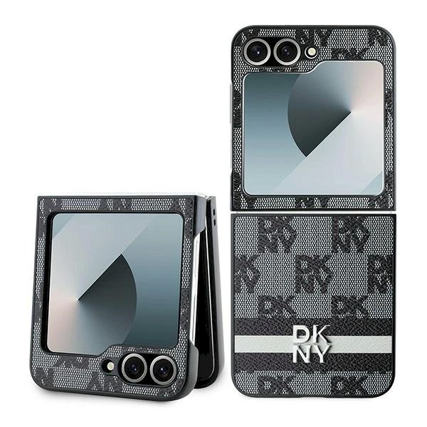 DKNY Checkered Pattern Printed Stripes Dėklas Samsung Galaxy Z Flip 6 - Juodas DKNY Checkered Pattern Printed Stripes Dėklas Samsung Galaxy Z Flip 6 - Juodas