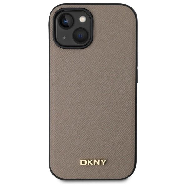 iPhone 15 DKNY Grained Metal Logo MagSafe dėklas - smėlio 2
