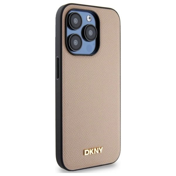 iPhone 15 Pro Max DKNY Grained Metal Logo MagSafe dėklas - smėlio 3