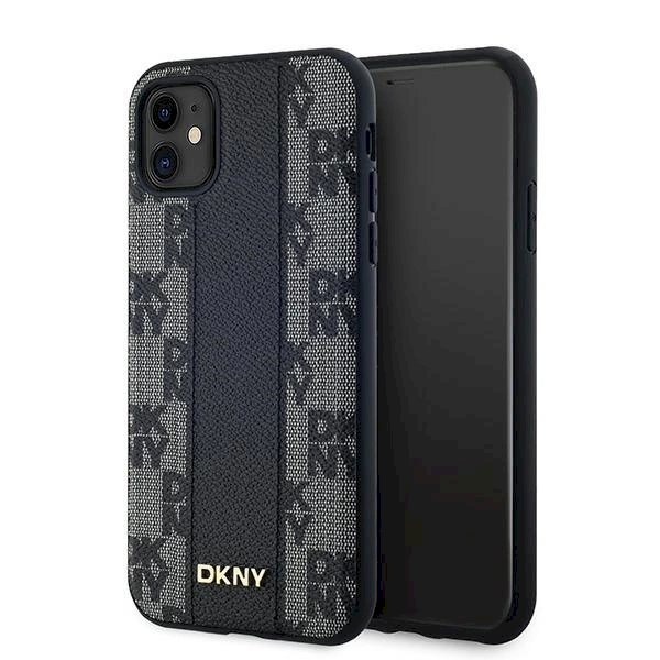 Dėklas DKNY Leather Checkered Mono Pattern MagSafe iPhone 11 / Xr - Juodas Dėklas DKNY Leather Checkered Mono Pattern MagSafe iPhone 11 / Xr - Juodas