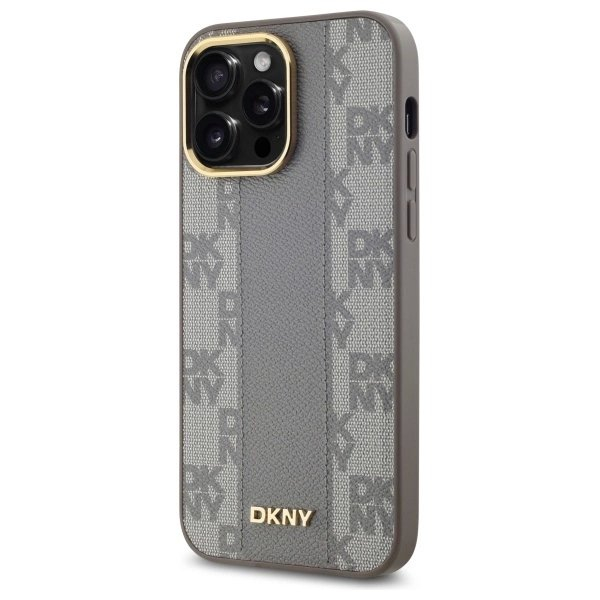 iPhone 14 Pro Max – DKNY Leather Checkered Mono Pattern MagSafe dėklas - Smėlinis 1