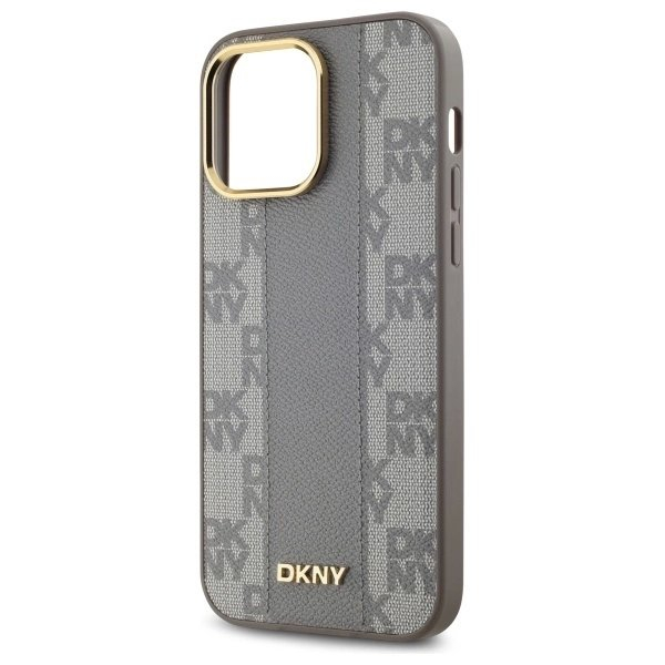 iPhone 14 Pro Max – DKNY Leather Checkered Mono Pattern MagSafe dėklas - Smėlinis 5
