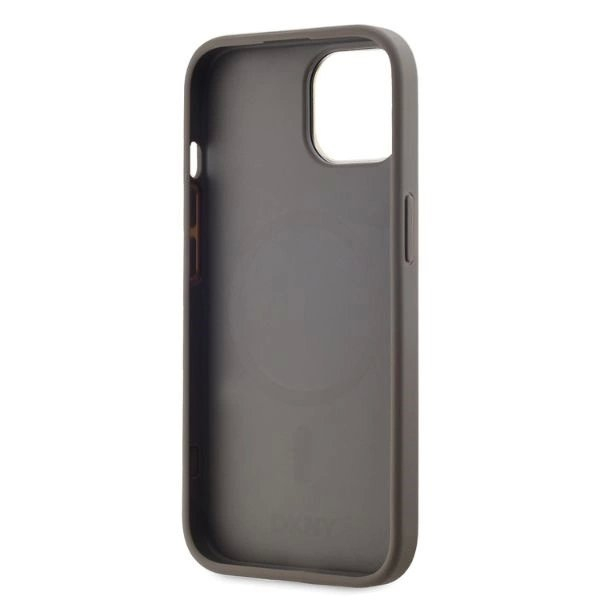 Dėklas DKNY Leather Checkered Mono Pattern MagSafe iPhone 15 - Smėlinis 3 Dėklas DKNY Leather Checkered Mono Pattern MagSafe iPhone 15 - Smėlinis 3