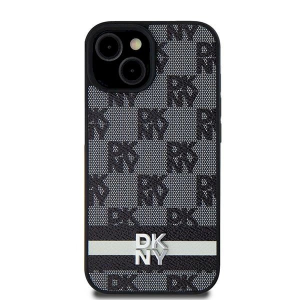 Dėklas DKNY Leather Checkered Mono PatternPrinted StripesiPhone 15/14/13 - Juodas Dėklas DKNY Leather Checkered Mono PatternPrinted StripesiPhone 15/14/13 - Juodas