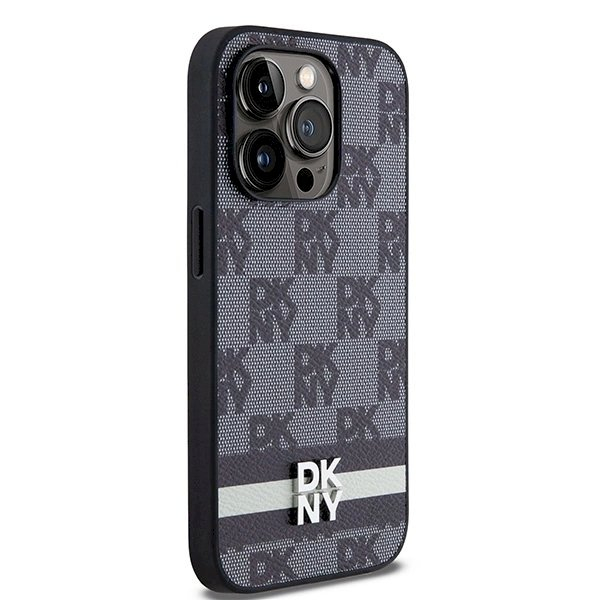 Dėklas DKNY Leather Checkered Mono PatternPrinted Stripes iPhone 14 Pro Case - Juodas 3 Dėklas DKNY Leather Checkered Mono PatternPrinted Stripes iPhone 14 Pro Case - Juodas 3