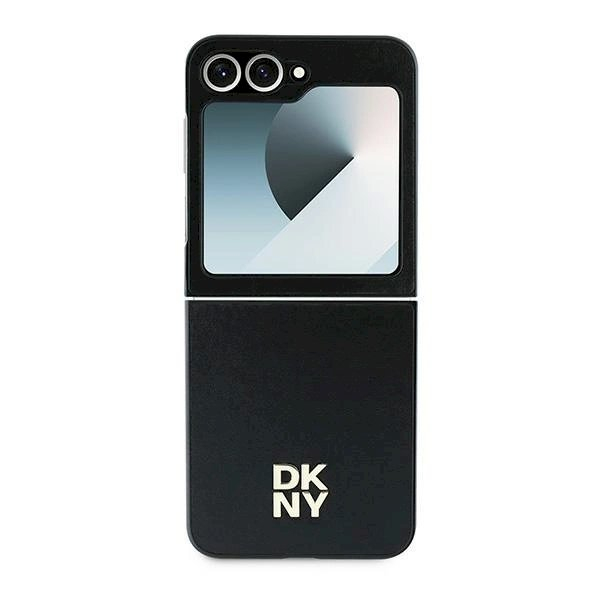 DKNY Leather Metal Stack Logo Dėklas Samsung Galaxy Z Flip 6 - Juodas 1 DKNY Leather Metal Stack Logo Dėklas Samsung Galaxy Z Flip 6 - Juodas 1