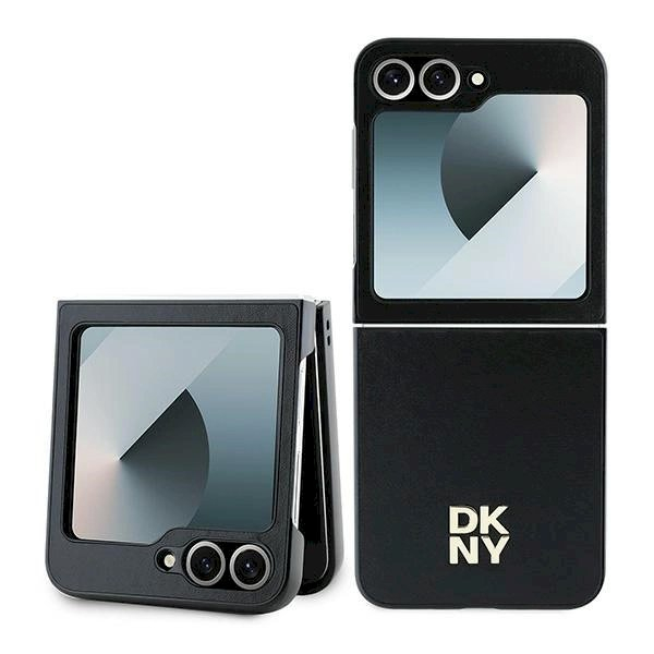 DKNY Leather Metal Stack Logo Dėklas Samsung Galaxy Z Flip 6 - Juodas DKNY Leather Metal Stack Logo Dėklas Samsung Galaxy Z Flip 6 - Juodas