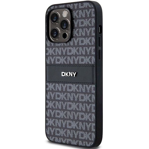 Dėklas DKNY Leather Mono StripeMetal LogoiPhone 14 Pro - Juodas 1 Dėklas DKNY Leather Mono StripeMetal LogoiPhone 14 Pro - Juodas 1