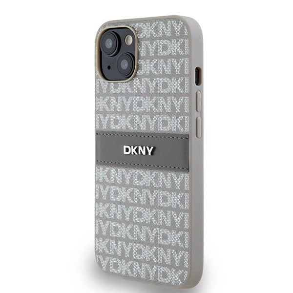 Dėklas DKNY Leather Mono StripeMetal LogoiPhone 15 / 14 / 13 - Smėlinis 1 Dėklas DKNY Leather Mono StripeMetal LogoiPhone 15 / 14 / 13 - Smėlinis 1