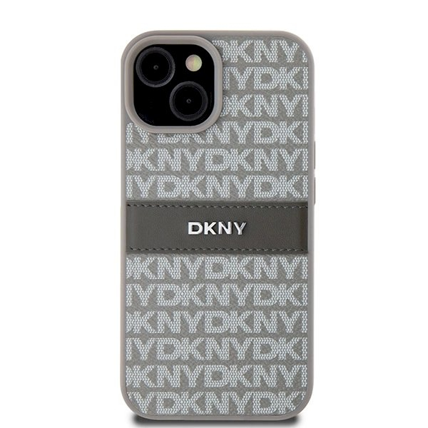 Dėklas DKNY Leather Mono StripeMetal LogoiPhone 15 / 14 / 13 - Smėlinis 2 Dėklas DKNY Leather Mono StripeMetal LogoiPhone 15 / 14 / 13 - Smėlinis 2