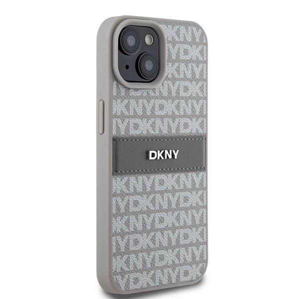 Dėklas DKNY Leather Mono StripeMetal LogoiPhone 15 / 14 / 13 - Smėlinis 3 Dėklas DKNY Leather Mono StripeMetal LogoiPhone 15 / 14 / 13 - Smėlinis 3