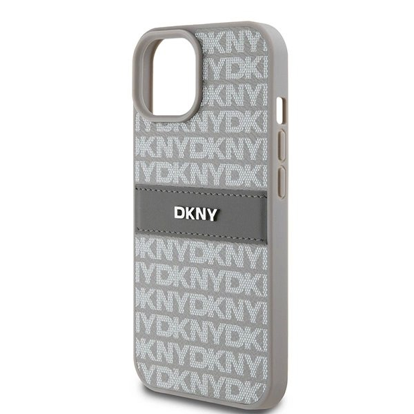 Dėklas DKNY Leather Mono StripeMetal LogoiPhone 15 / 14 / 13 - Smėlinis 5 Dėklas DKNY Leather Mono StripeMetal LogoiPhone 15 / 14 / 13 - Smėlinis 5