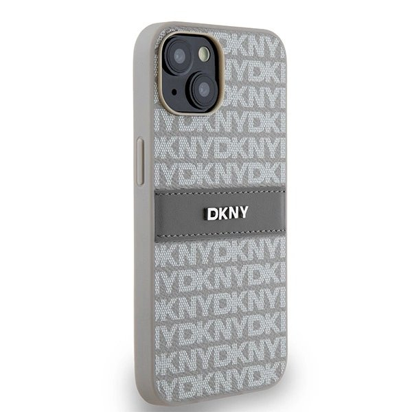 Dėklas DKNY Leather Mono StripeMetal LogoiPhone 15 / 14 / 13 - Smėlinis 3 Dėklas DKNY Leather Mono StripeMetal LogoiPhone 15 / 14 / 13 - Smėlinis 3