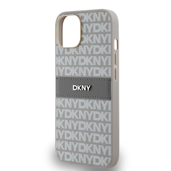 Dėklas DKNY Leather Mono StripeMetal LogoiPhone 15 / 14 / 13 - Smėlinis 5 Dėklas DKNY Leather Mono StripeMetal LogoiPhone 15 / 14 / 13 - Smėlinis 5