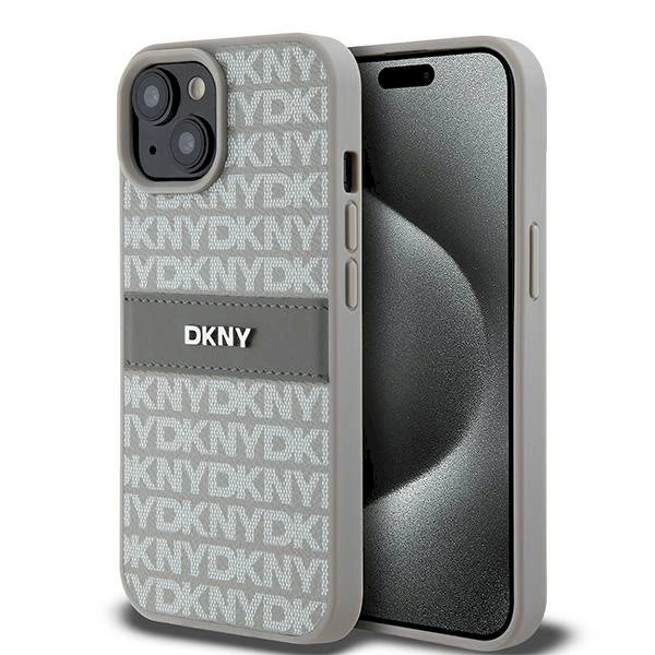 Dėklas DKNY Leather Mono StripeMetal LogoiPhone 15 / 14 / 13 - Smėlinis Dėklas DKNY Leather Mono StripeMetal LogoiPhone 15 / 14 / 13 - Smėlinis