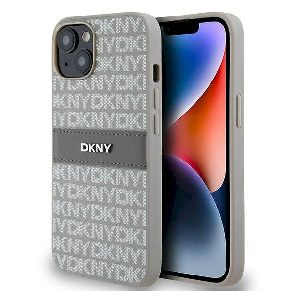 Dėklas DKNY Leather Mono StripeMetal LogoiPhone 15 / 14 / 13 - Smėlinis Dėklas DKNY Leather Mono StripeMetal LogoiPhone 15 / 14 / 13 - Smėlinis